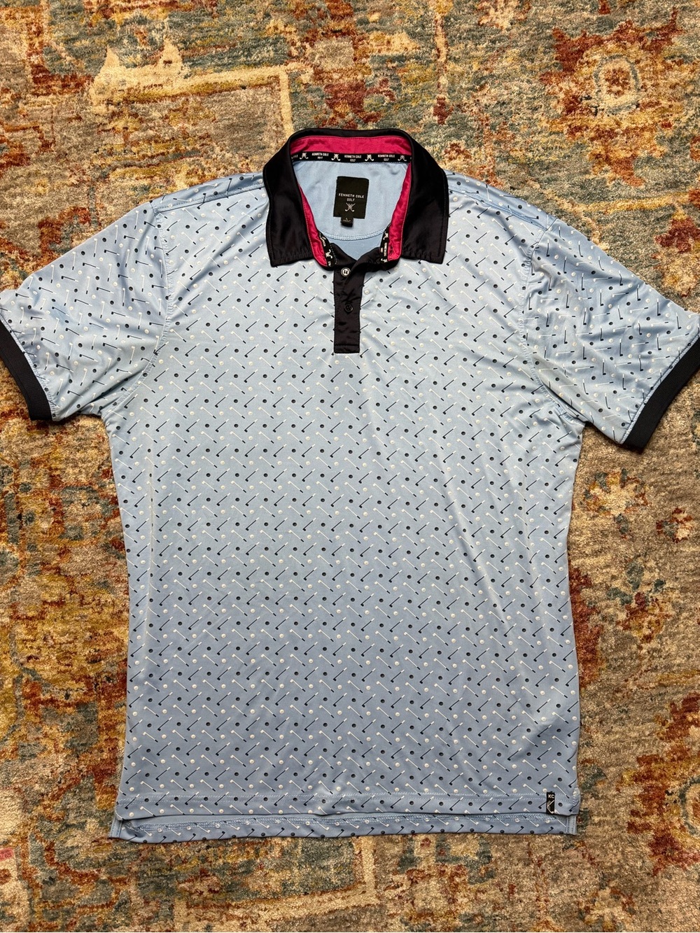 Kenneth Cole Light Blue Polo with Black Trim and Pink Interior